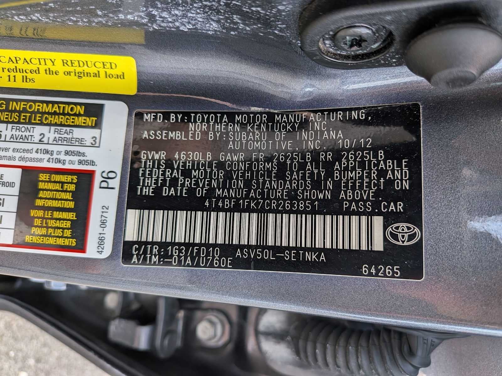 Toyota Camry LE 2012