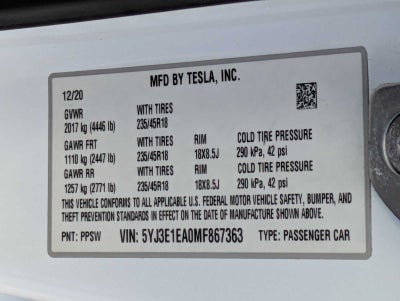 Tesla Model 3 Standard Range Plus 2021