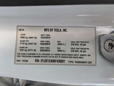 Tesla Model 3 Standard Range Plus 2019