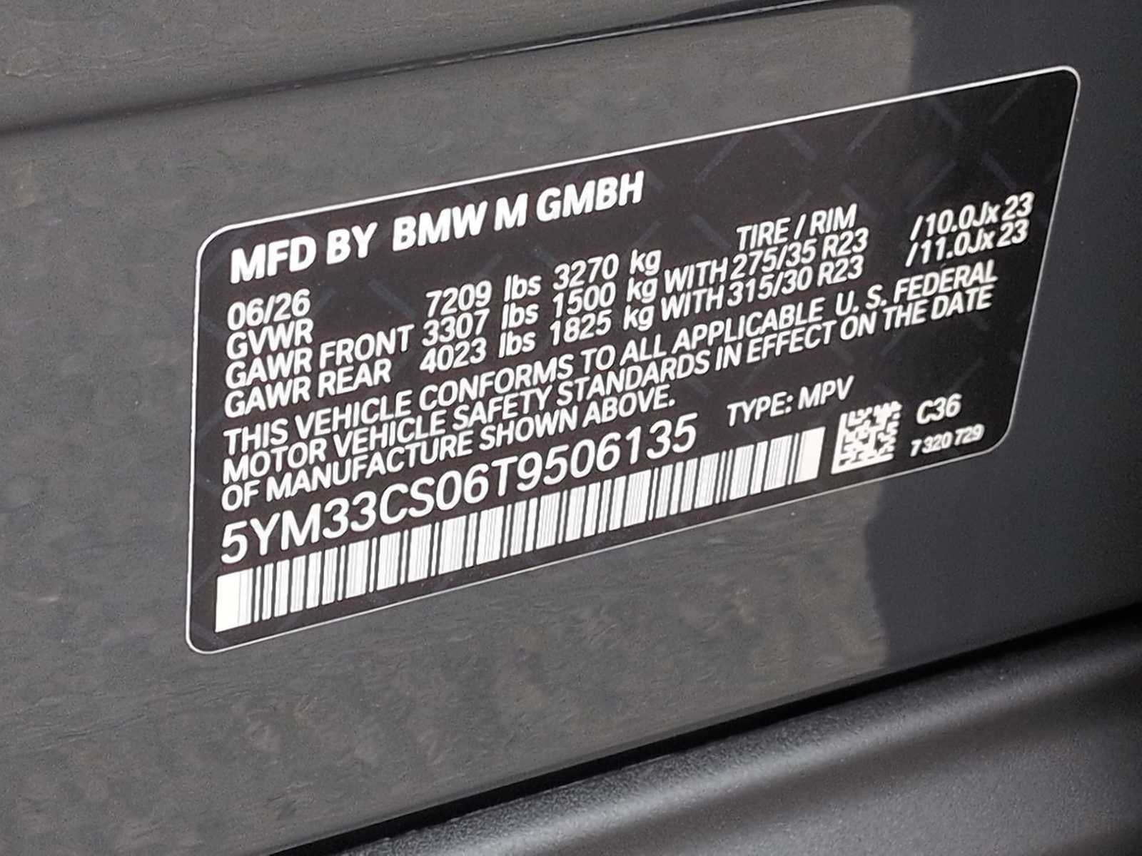 2026 Etiqueta BMW XM