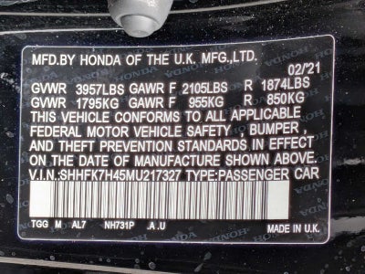 Honda Civic Hatchback Sport 2021