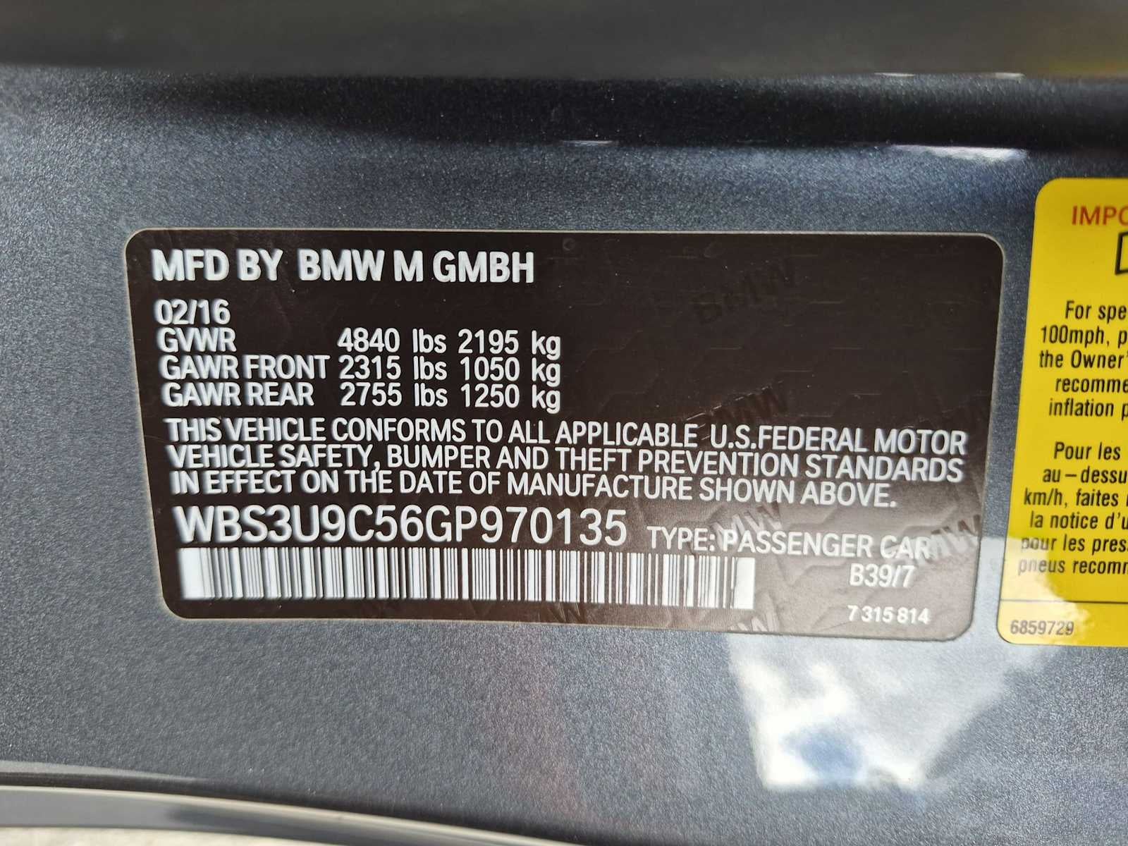 BMW M4 de 2016, descapotable de 2 puertas